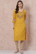 Mustard LIVA Straight Kurta image number 0